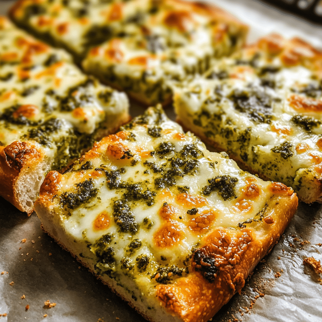 cheesy-pesto-garlic-bread-recipe-yumm
